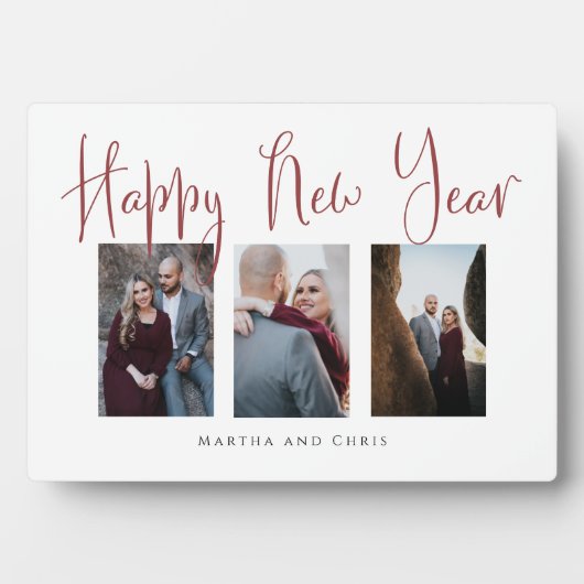 Elegant Happy Nieuwjaar Roos Gold Photo Collage Fotoplaat (voorkant)