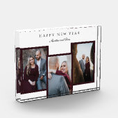 Elegant Happy Nieuwjaar script 3 Foto Collage Red (Links)
