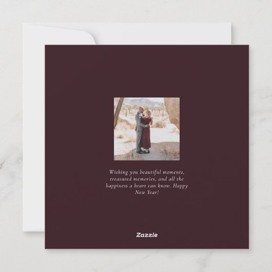 Elegant Happy Nieuwjaar script 3 Foto Collage Red Feestdagenkaart (Achterkant)