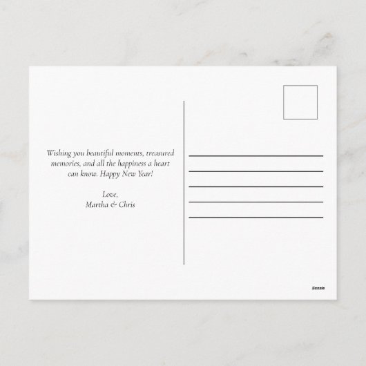 Elegant Happy Nieuwjaar script 3 Foto Collage Red Feestdagenkaart (Achterkant)