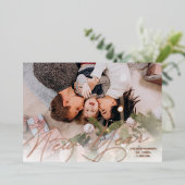 Elegant Happy Nieuwjaar Script Roze Goud Folie Feestdagenkaart (Staand Voorkant)