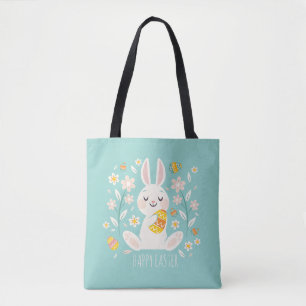 Elegant Happy Paaster Bunny Canvas tas