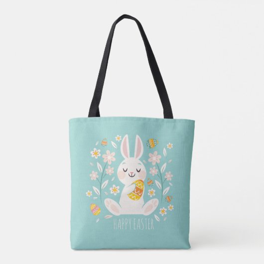 Elegant Happy Paaster Bunny | Canvas tas (Achterkant)