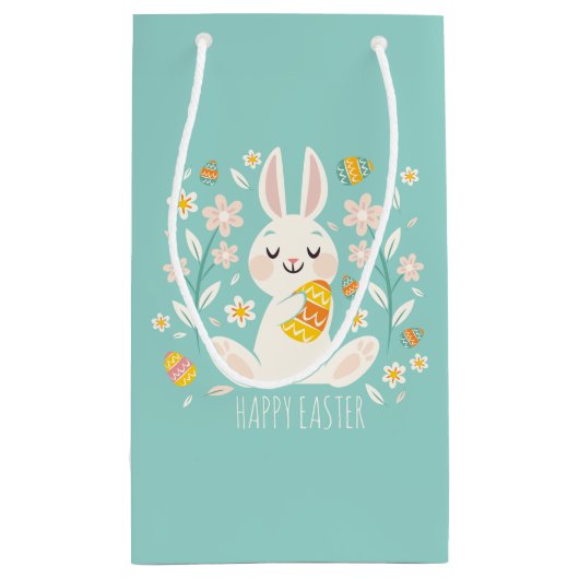 Elegant Happy Paaster Bunny | Gift Bag Klein Cadeauzakje (Achterkant)