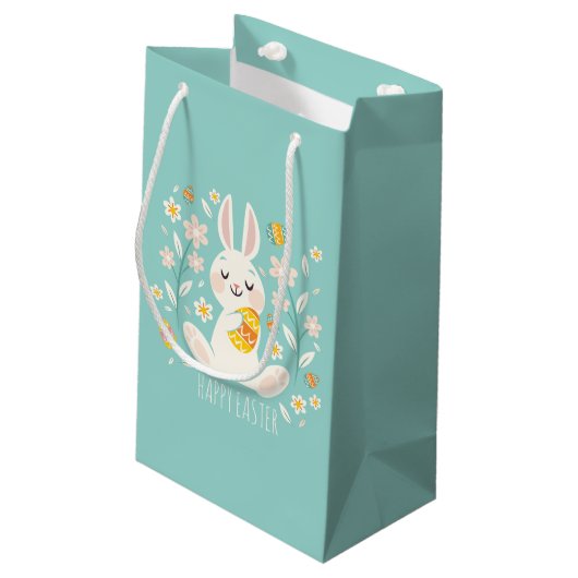 Elegant Happy Paaster Bunny | Gift Bag Klein Cadeauzakje (Achterkant Gekanteld)
