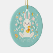 Elegant Happy Paaster Bunny | Keramische siervoorw Keramisch Ornament (Rechts)