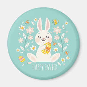 Elegant Happy Paaster Bunny   Magneet