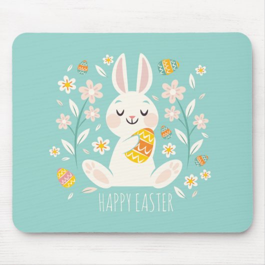 Elegant Happy Paaster Bunny | Mousepad Muismat (Voorkant)