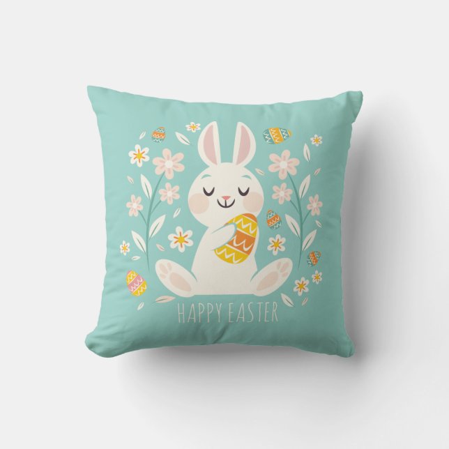 Elegant Happy Paaster Bunny | Sierkussen (Voorkant)