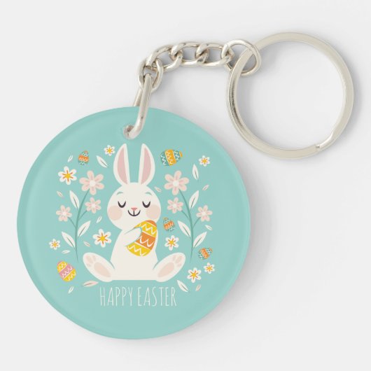 Elegant Happy Paaster Bunny | Sleutelhanger (Achterkant)
