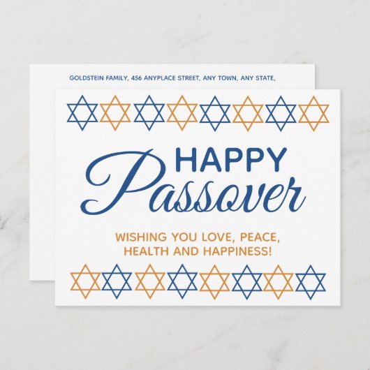 Elegant Happy Passover Pesach Seder Star van David Briefkaart (Voorkant / Achterkant)