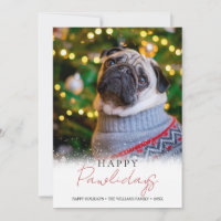 Elegant Happy Pawlidays Foto Dog Pet Holiday Card