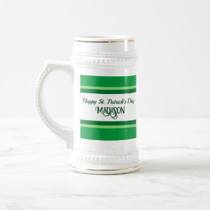Elegant Happy St. Patrick's Day Custom Name Green Bierpul