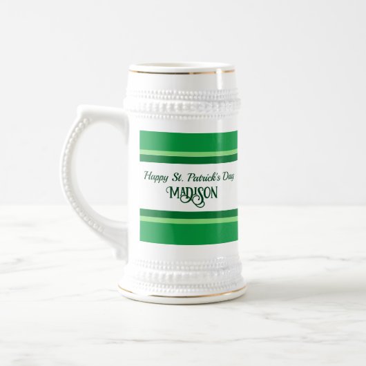 Elegant Happy St. Patrick's Day Custom Name Green Bierpul (Links)