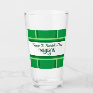 Elegant Happy St. Patrick's Day Custom Name Green Glas
