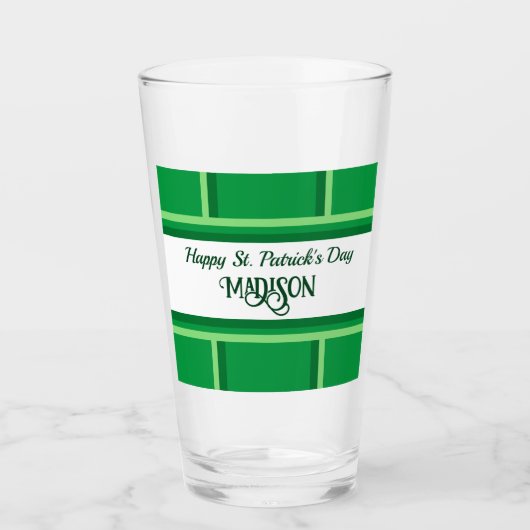 Elegant Happy St. Patrick's Day Custom Name Green Glas (Voorkant)