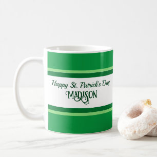 Elegant Happy St. Patrick's Day Custom Name Green Koffiemok
