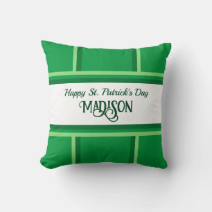 Elegant Happy St. Patrick's Day Custom Name Green Kussen