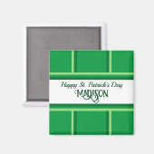 Elegant Happy St. Patrick's Day Custom Name Green Magneet (Voorkant / Achterkant)