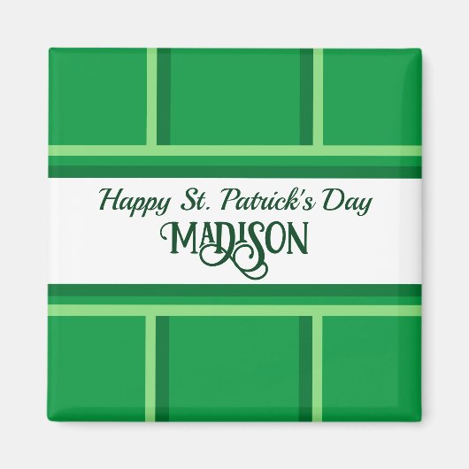 Elegant Happy St. Patrick's Day Custom Name Green Magneet (Voorkant)