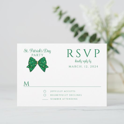 Elegant Happy St. Patrick's Day Party RSVP Kaartje (Staand voorkant)