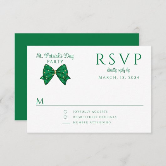 Elegant Happy St. Patrick's Day Party RSVP Kaartje (Voorkant / Achterkant)