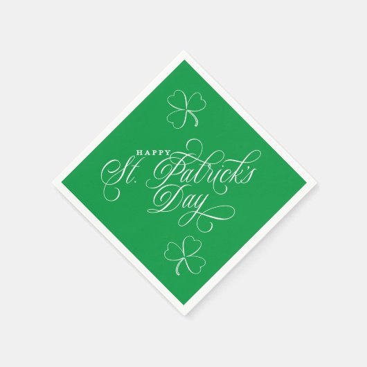 Elegant Happy St. Patrick's Day script met shamroc Servet (Hoek)