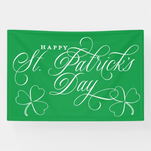 Elegant Happy St. Patrick's Day script met shamroc Spandoek (Horizontaal)
