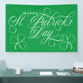 Elegant Happy St. Patrick's Day script met shamroc Spandoek (Beurs)