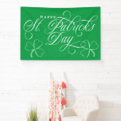 Elegant Happy St. Patrick's Day script met shamroc Spandoek (Insitu)