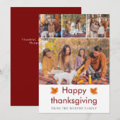 Elegant  Happy Thanksgiving Autumn Leaves 4 Photo Feestdagenkaart (Voorkant / Achterkant)