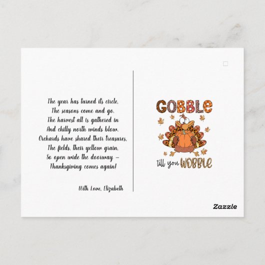 Elegant Happy Thanksgiving Day Briefkaart (Achterkant)