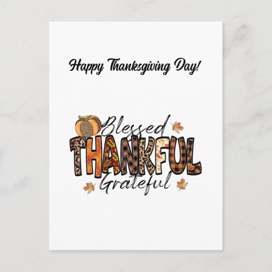 Elegant Happy Thanksgiving Day Briefkaart (Voorkant)