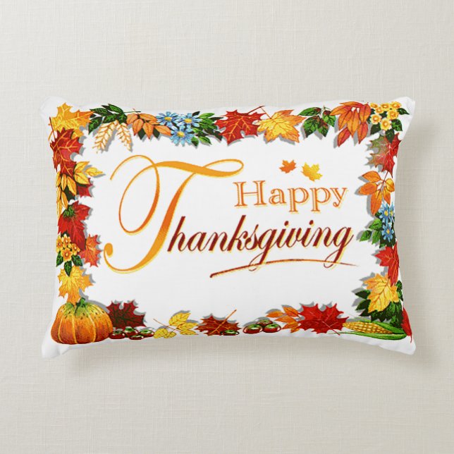 Elegant Happy Thanksgiving Greetings Decoratief Kussen (Voorkant)