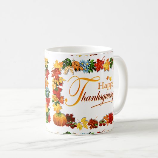 Elegant Happy Thanksgiving Greetings Koffiemok (Voorkant rechts)