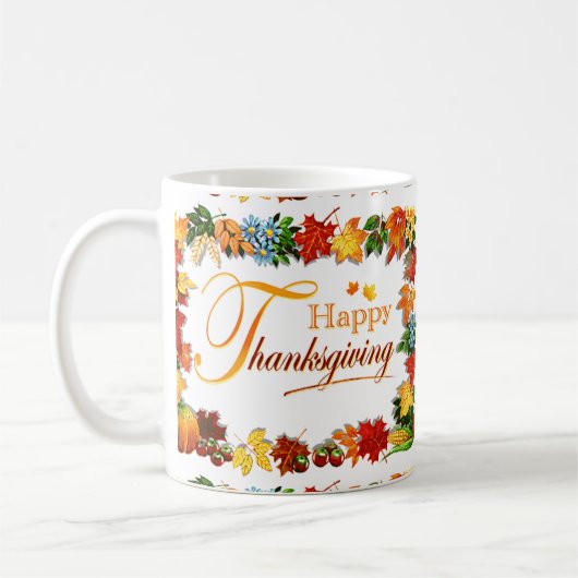 Elegant Happy Thanksgiving Greetings Koffiemok (Links)