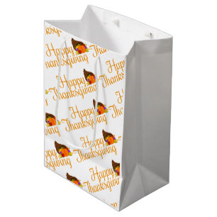 Elegant Happy Thanksgiving Greetings Medium Cadeauzakje