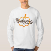 Elegant Happy Thanksgiving met Cute Pumpkin T-shirt (Voorkant)