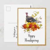 Elegant Happy Thanksgiving met Gold Glitter Briefkaart (Voorkant / Achterkant)