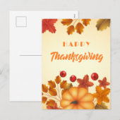 Elegant Happy Thanksgiving met pompoen en bladeren Feestdagenkaart (Voorkant / Achterkant)