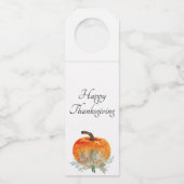 Elegant Happy Thanksgiving Pumpkin Flessenhanger (Voorkant)