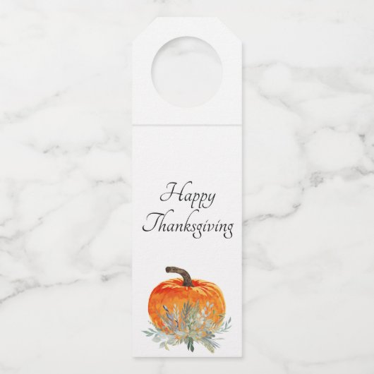 Elegant Happy Thanksgiving Pumpkin Flessenhanger (Voorkant)