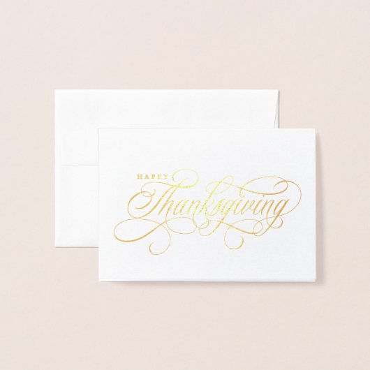Elegant Happy Thanksgiving-script Folie Kaarten (Voorkant met envelop)