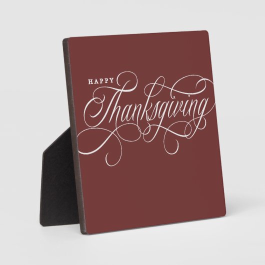 Elegant Happy Thanksgiving-script Fotoplaat (Voorkant)