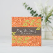 Elegant Happy Thanksgiving Script Oranje Glitter Feestdagenkaart (Staand voorkant)
