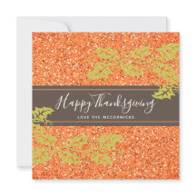 Elegant Happy Thanksgiving Script Oranje Glitter