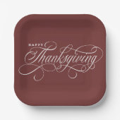 Elegant Happy Thanksgiving-script Papieren Bordje (Voorkant)