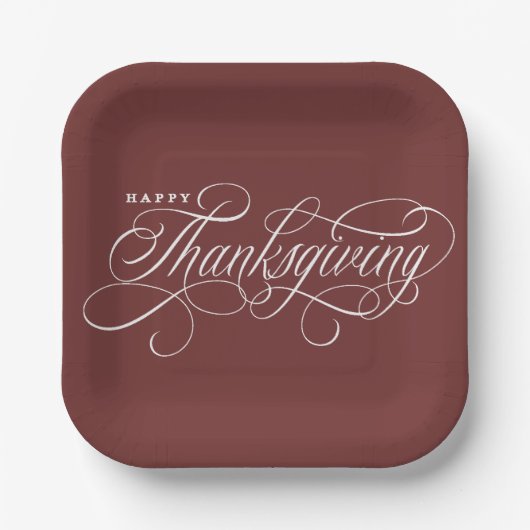 Elegant Happy Thanksgiving-script Papieren Bordje (Voorkant)