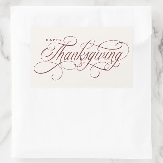 Elegant Happy Thanksgiving-script Rechthoekige Sticker (Tas)