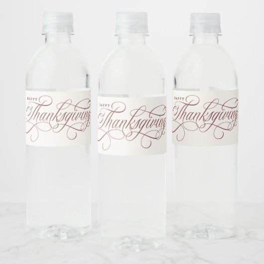 Elegant Happy Thanksgiving-script Waterfles Etiket (Flessen)